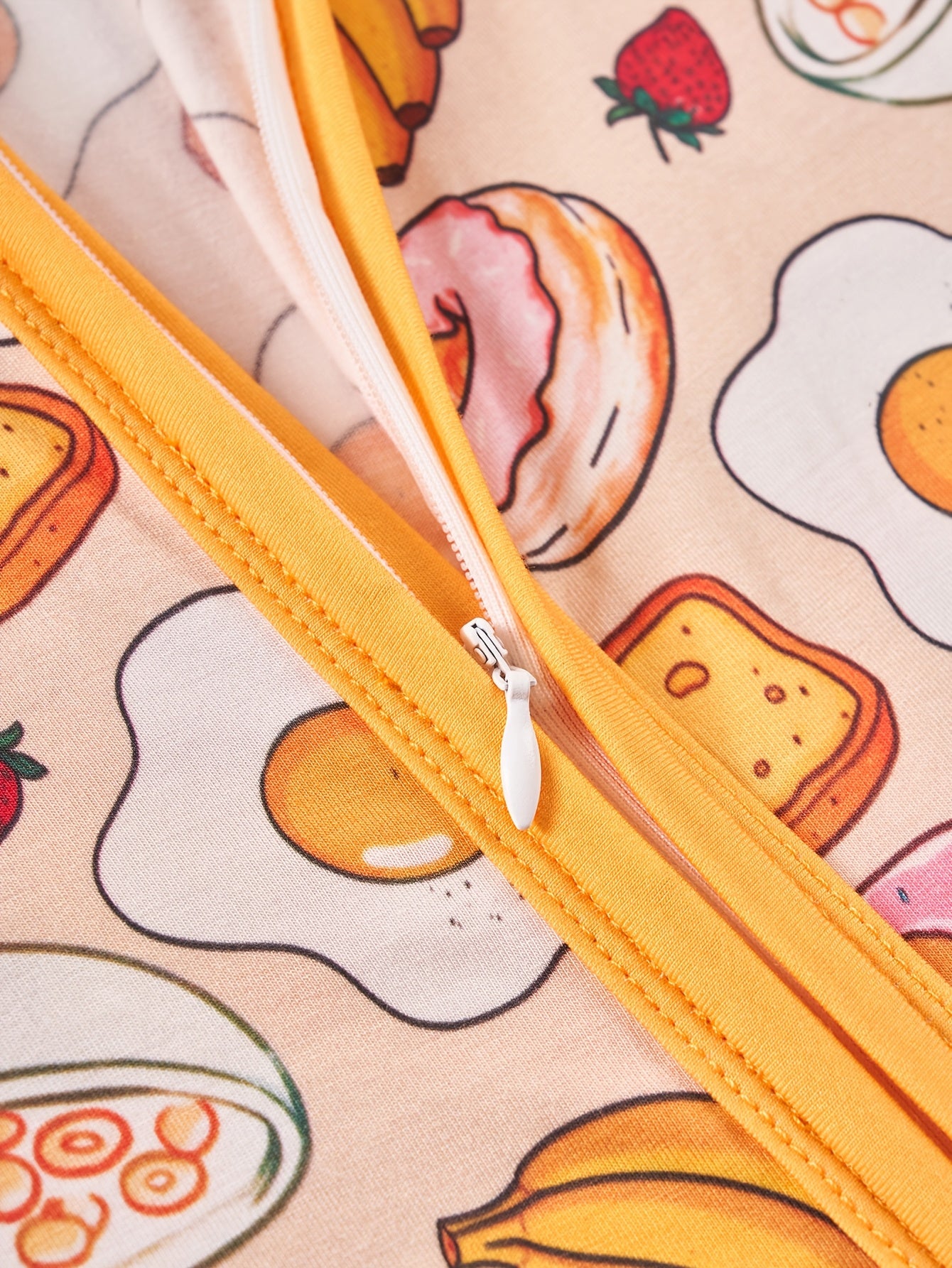 MossRiver Newborns, male and female infants, casual bamboo fiber skinny zipper onesies, food series, eggs, fruits, series printed patterns, baby onesies, bamboo fiber clothes for boys and girls