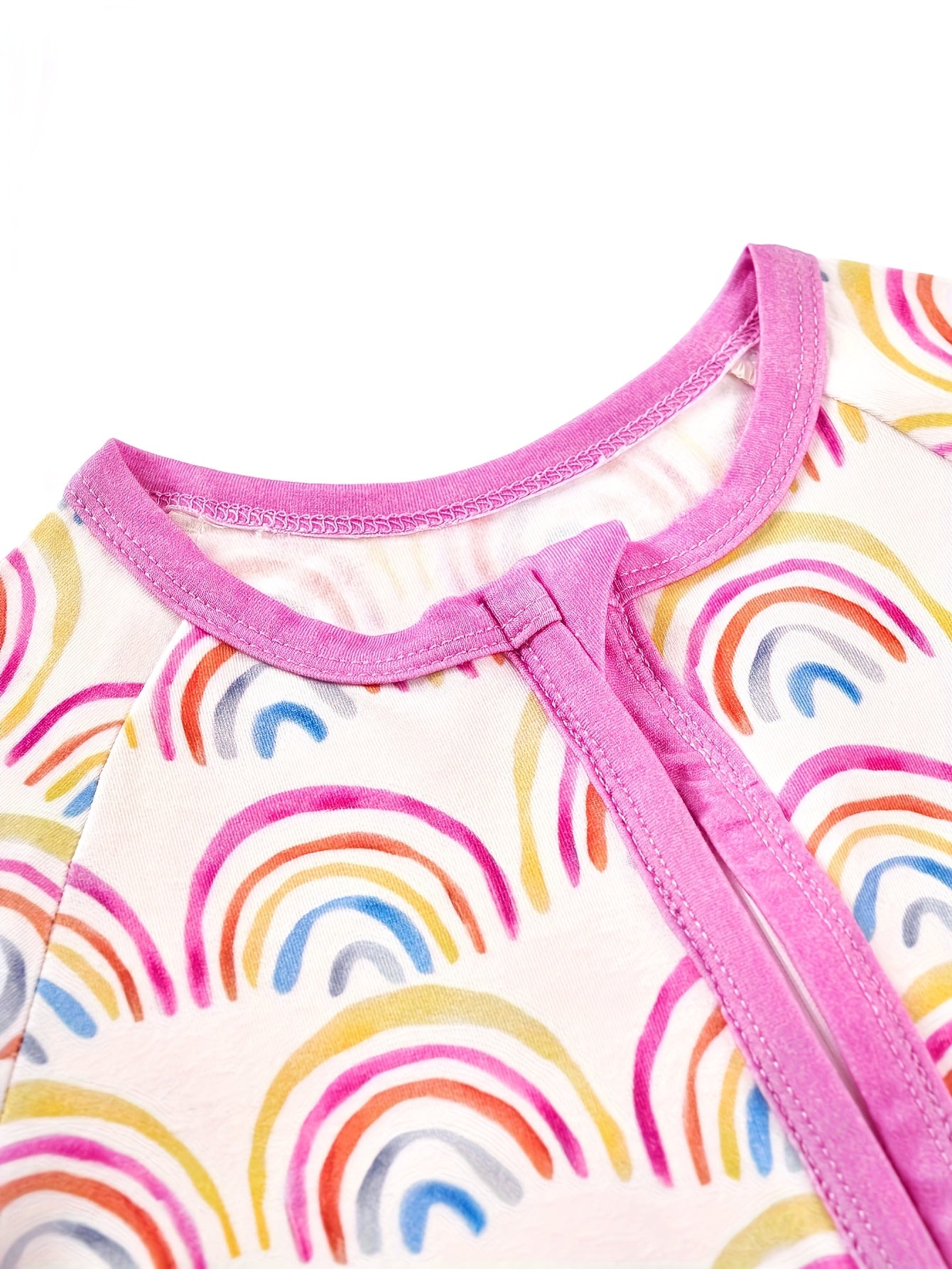 MossRiver Newborn baby male and female baby bamboo fiber tight fit zipper jumpsuit cartoon rainbow series print pattern jumpsuit front open button baby boy and girl baby autumn and winter bamboo fiber clothes