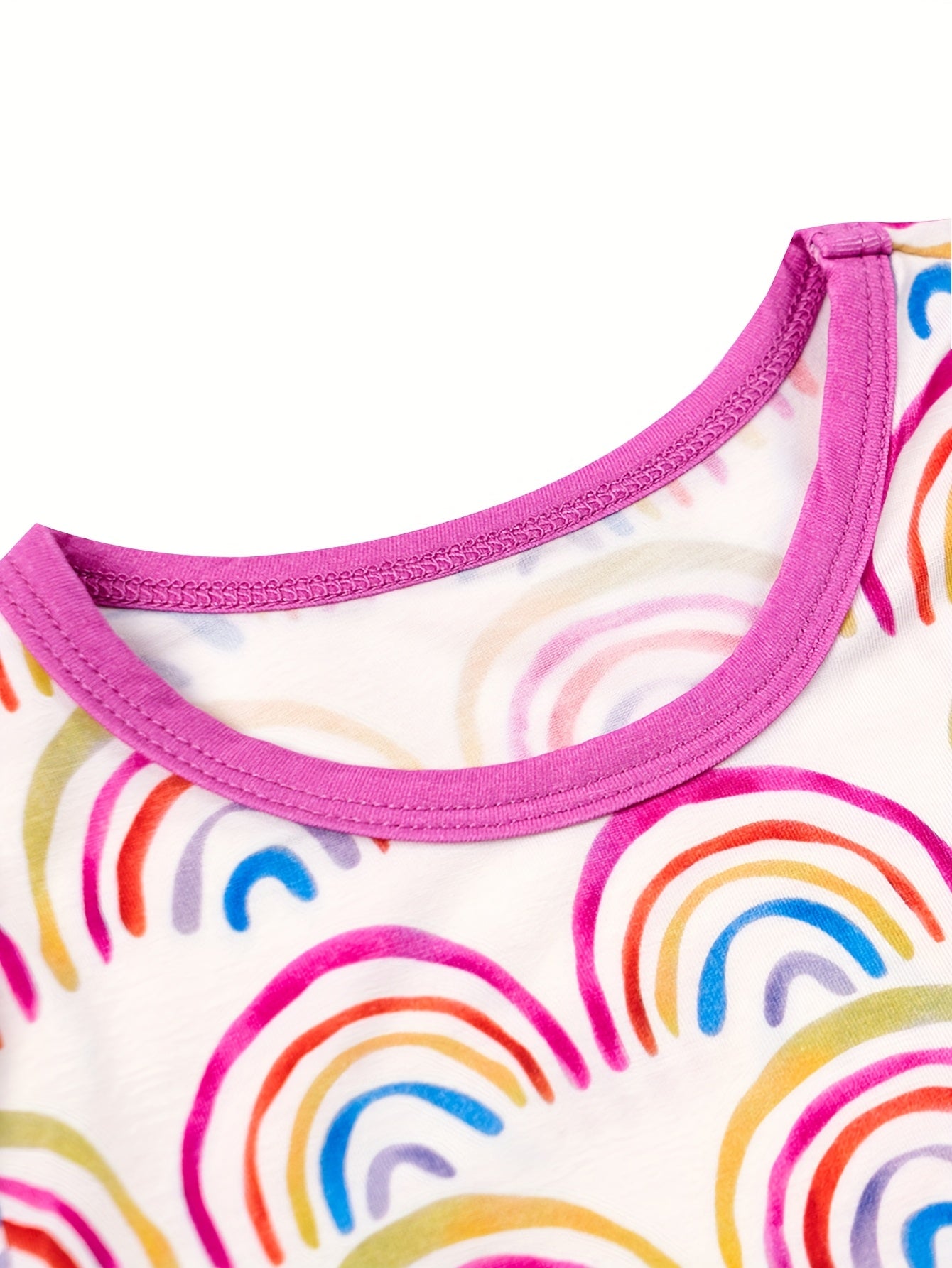 MossRiver Baby Girl Short Sleeve Short Pants Pajamas Underwear Set Tight Fit High Quality Soft Fabric Bamboo Fiber Small Rainbow Printed Pattern Long Sleeve Long Pants Home Wear Set